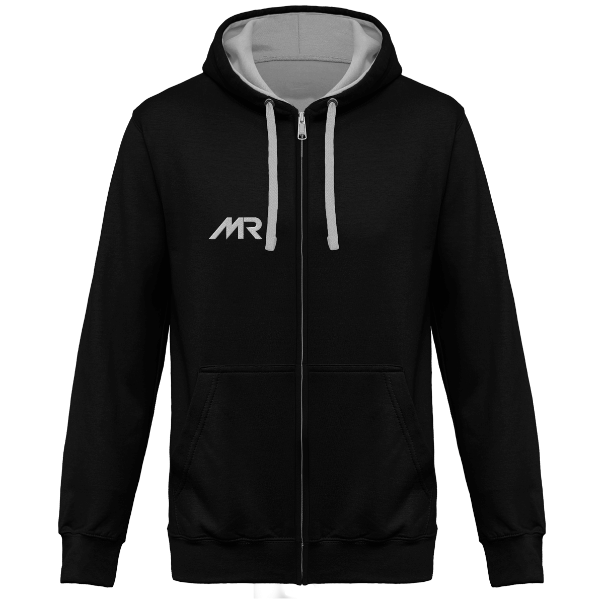 Sweat-shirt zippé brodé capuche contrastée
