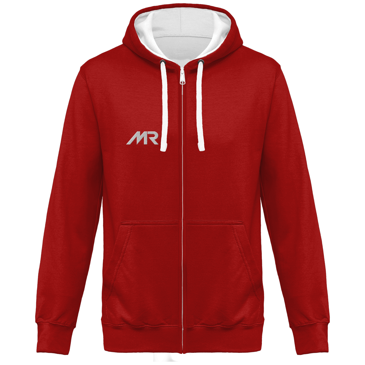 Sweat-shirt zippé brodé capuche contrastée