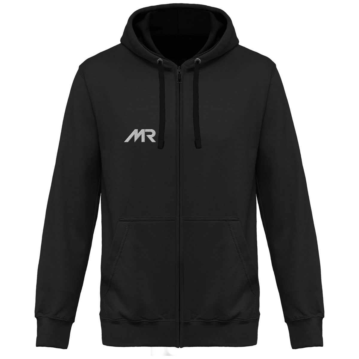 Sweat-shirt zippé brodé capuche contrastée