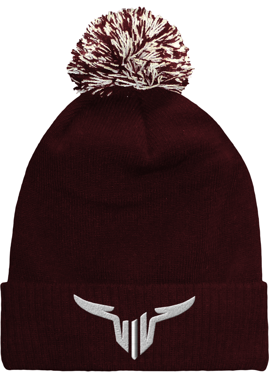 Bonnet Brodée Revers à Pompon