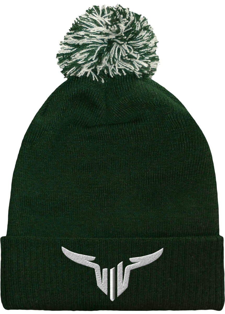 Bonnet Brodée Revers à Pompon