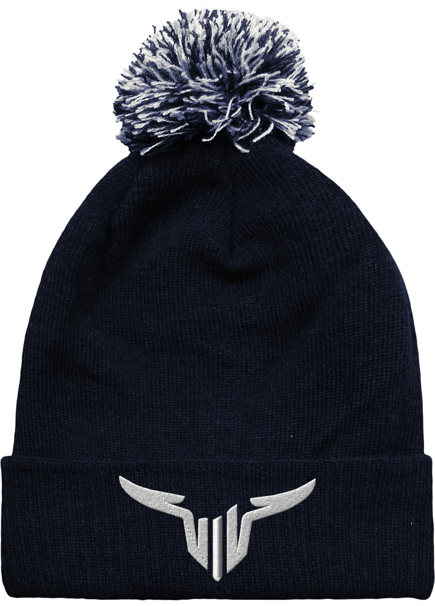 Bonnet Brodée Revers à Pompon