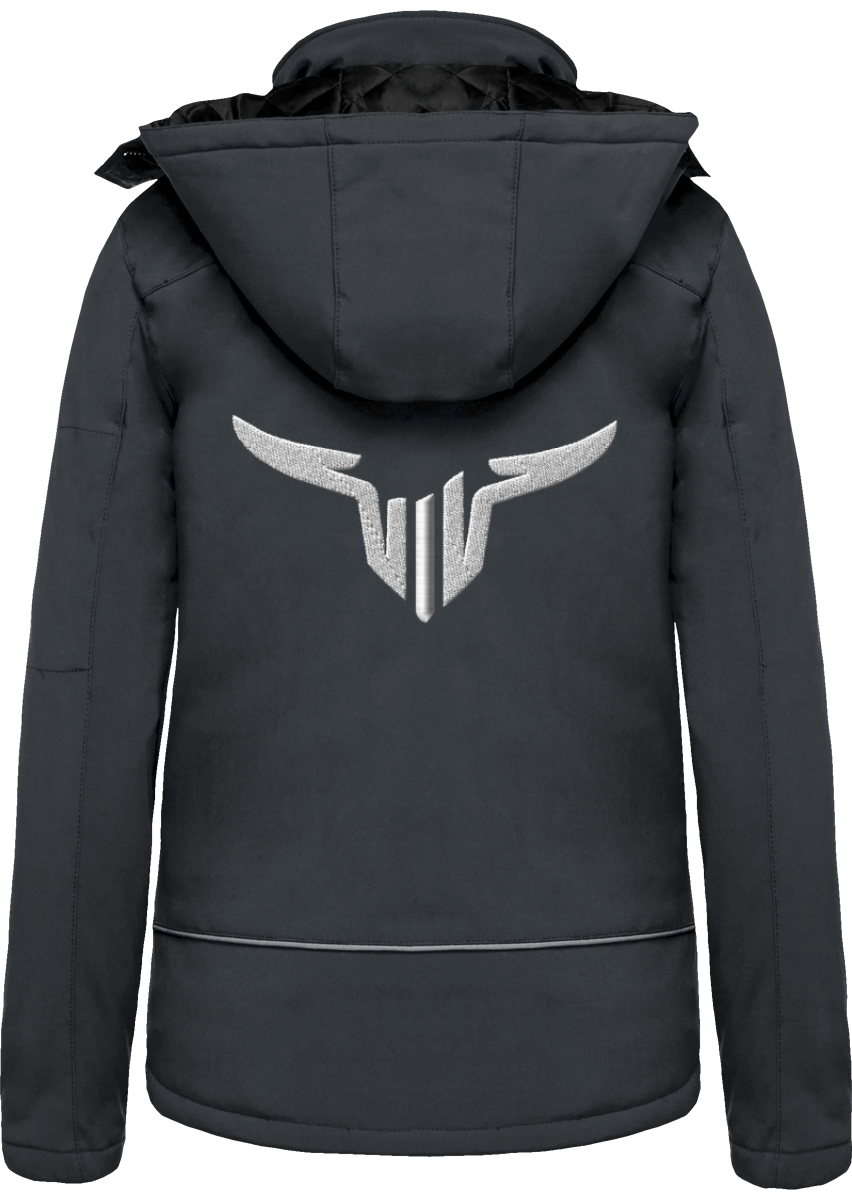 Parka Softshell Brodée Doublée à Capuche Amovible Femme