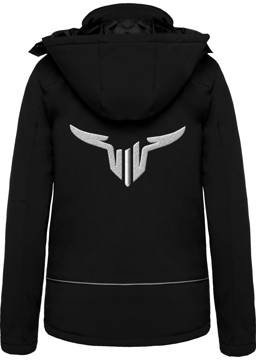 Parka Softshell Brodée Doublée à Capuche Amovible Femme
