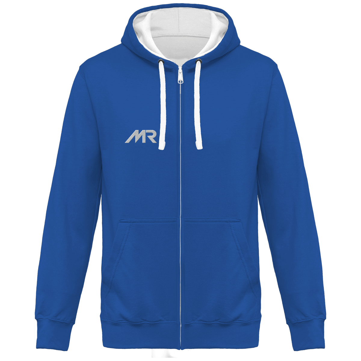 Sweat-shirt zippé brodé capuche contrastée