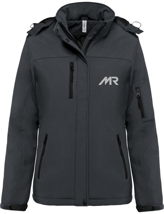 Parka Softshell Brodée Doublée à Capuche Amovible Femme