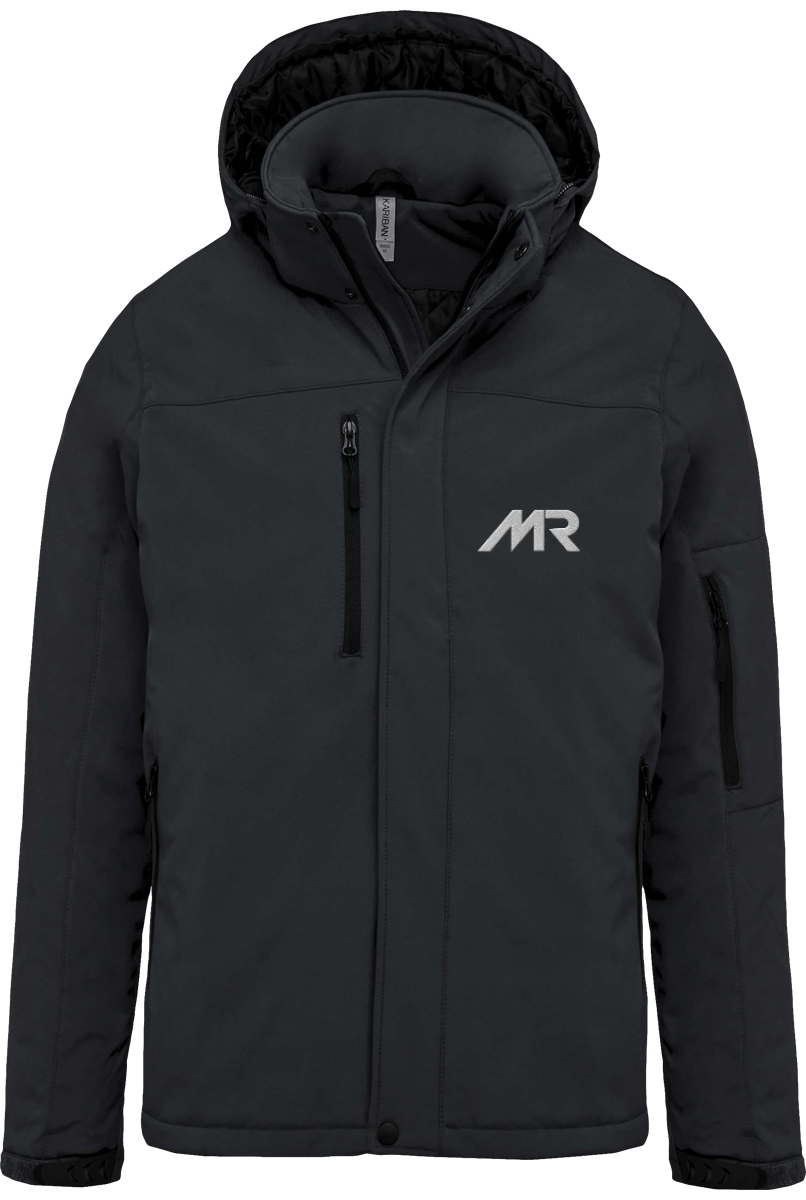Parka Softshell Brodée Doublée à Capuche Amovible homme