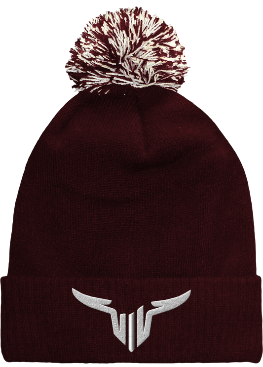 Bonnet Brodée Revers à Pompon